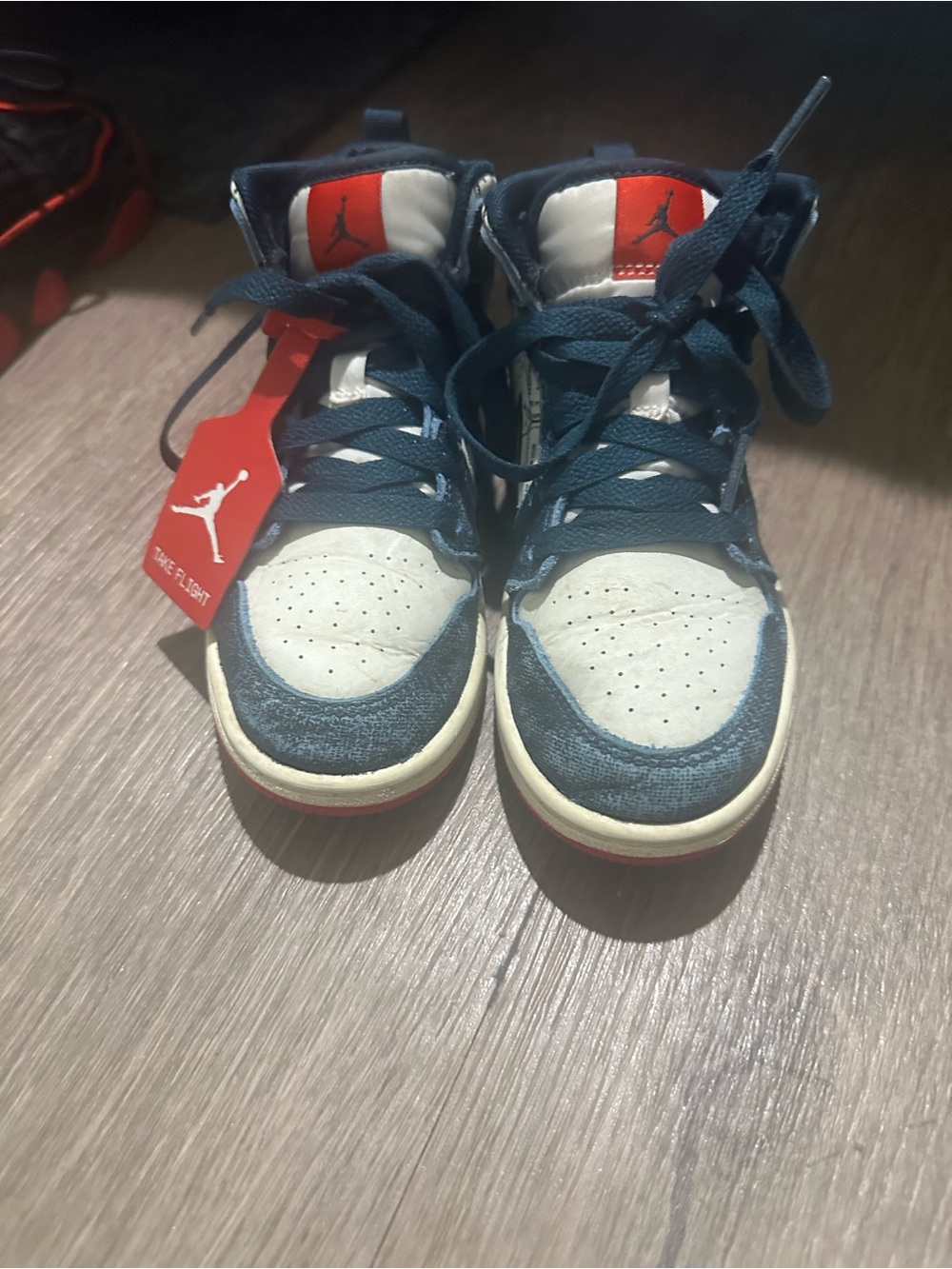 Jordan Kids' High-Top Sneakers in Navy/White size 13